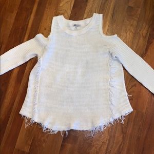 White Sweater with Shoulder Cutouts